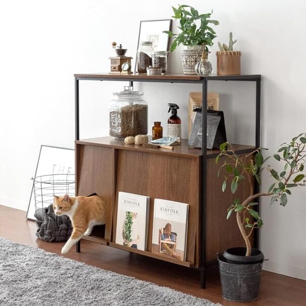 エア・リゾーム ラック シェルフ 棚 収納 猫トイレ 収納 隠す 猫 家具 リビング収納 猫用トイレ収納ラック Selma(セルマ) ロータイプ